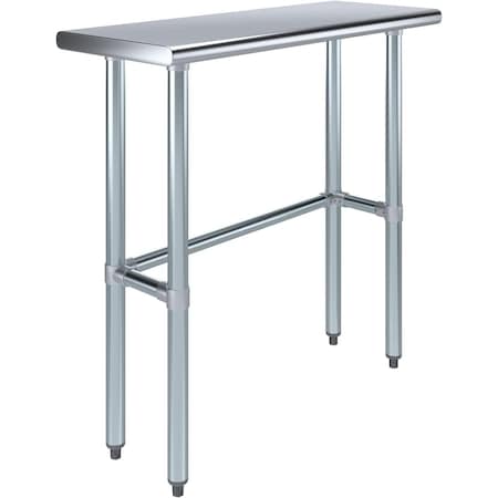 Amgood 14 in. x 36 in. Open Base Stainless Steel Metal Table WT-1436-RCB-Z